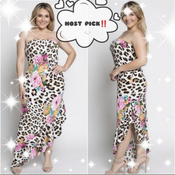 ๐นHP๐นLeopard Floral Tube Maxi Dress NWOT - Picture 2 of 3